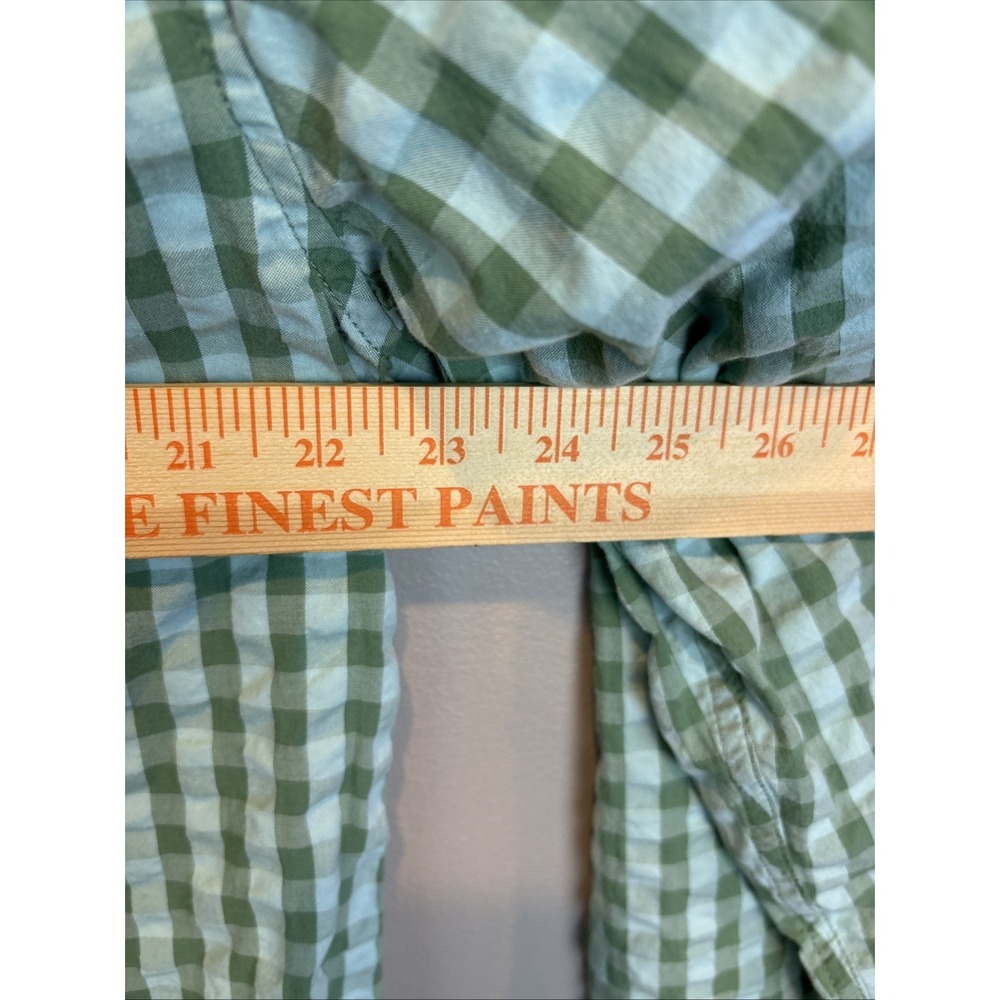 LL Bean Gingham Seersucker Button Down Camp Shirt Mens Size M-Reg Organic Green - Picture 6 of 7
